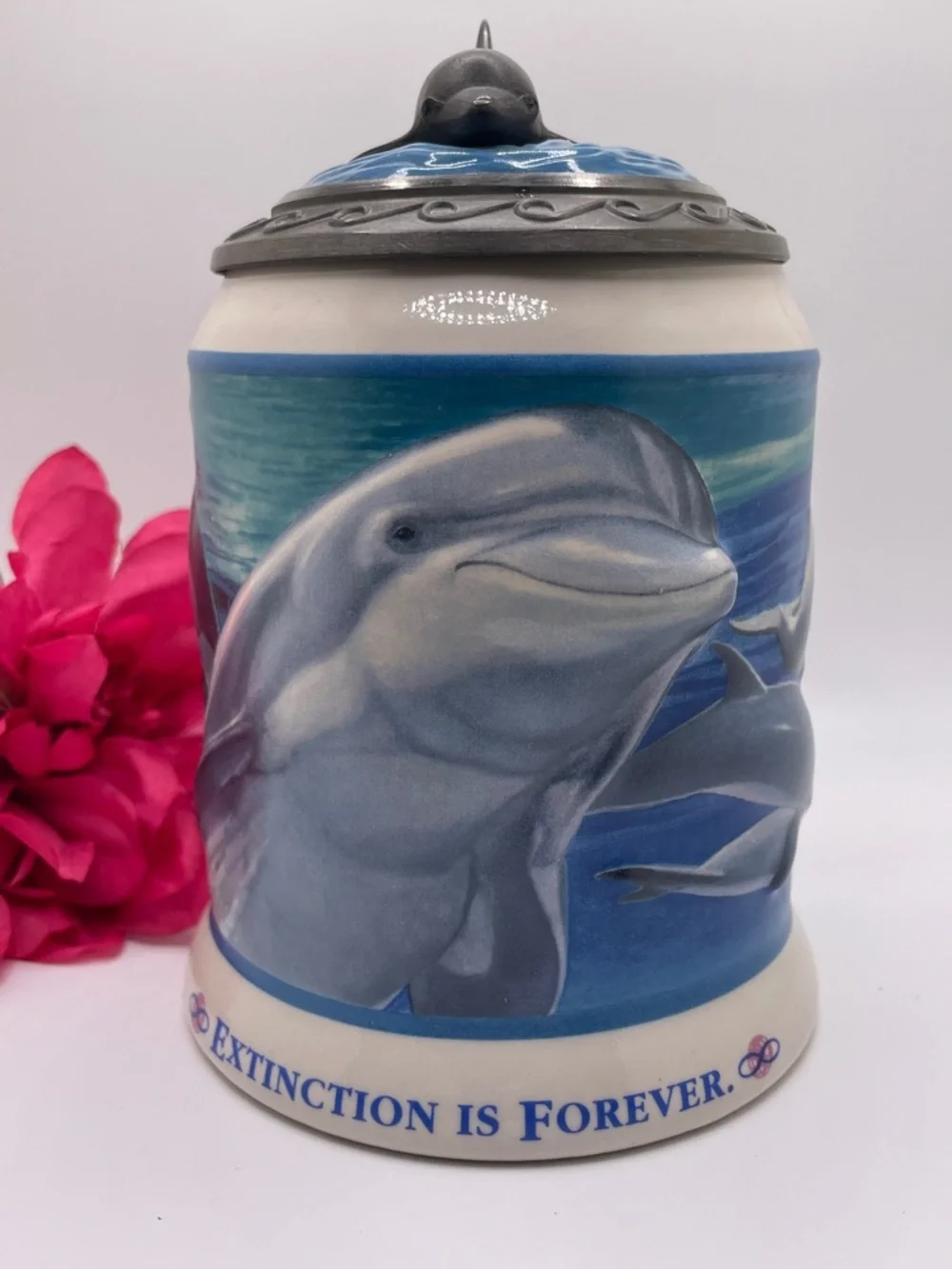 1995 Anheuser-Busch Marine Conserv. Series "Extinction is Forever” Dolphin Stein - Picture 1 of 8